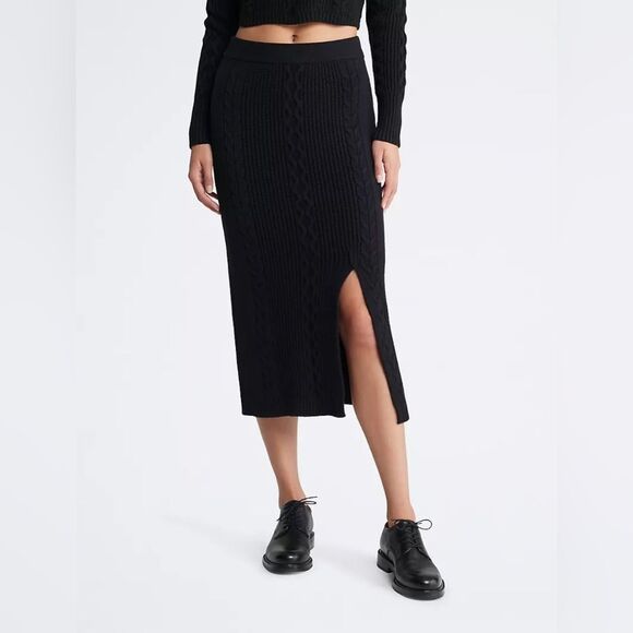 Calvin Klein Cable Knit Midi Skirt - Picture 1 of 4